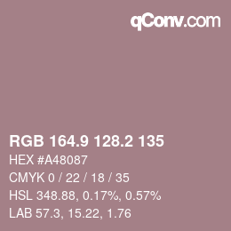 カラーコード: RGB 164.9 128.2 135 | qconv.com