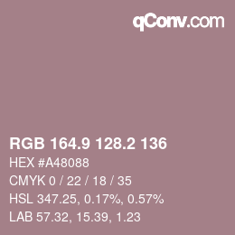 Color code: RGB 164.9 128.2 136 | qconv.com