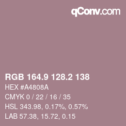 Color code: RGB 164.9 128.2 138 | qconv.com