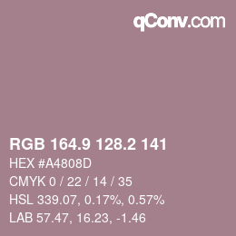 カラーコード: RGB 164.9 128.2 141 | qconv.com