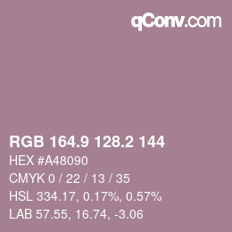 カラーコード: RGB 164.9 128.2 144 | qconv.com