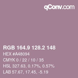 Color code: RGB 164.9 128.2 148 | qconv.com