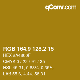 カラーコード: RGB 164.9 128.2 15 | qconv.com