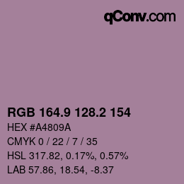 Color code: RGB 164.9 128.2 154 | qconv.com