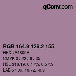 Color code: RGB 164.9 128.2 155 | qconv.com