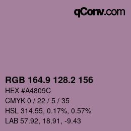 カラーコード: RGB 164.9 128.2 156 | qconv.com