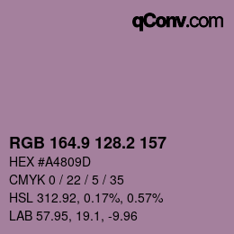 カラーコード: RGB 164.9 128.2 157 | qconv.com