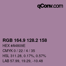 カラーコード: RGB 164.9 128.2 158 | qconv.com
