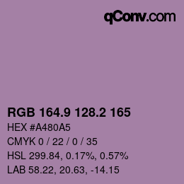 Color code: RGB 164.9 128.2 165 | qconv.com