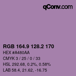 カラーコード: RGB 164.9 128.2 170 | qconv.com