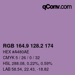 Color code: RGB 164.9 128.2 174 | qconv.com