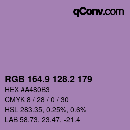 Color code: RGB 164.9 128.2 179 | qconv.com