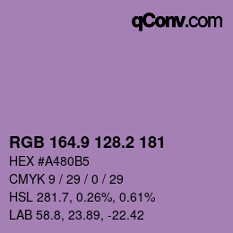 カラーコード: RGB 164.9 128.2 181 | qconv.com