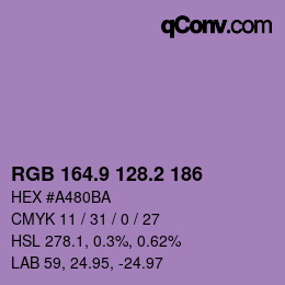 カラーコード: RGB 164.9 128.2 186 | qconv.com