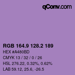 Color code: RGB 164.9 128.2 189 | qconv.com