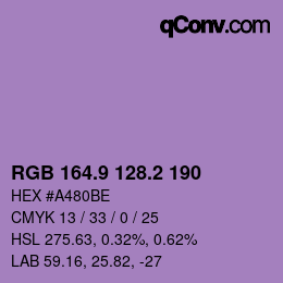 カラーコード: RGB 164.9 128.2 190 | qconv.com