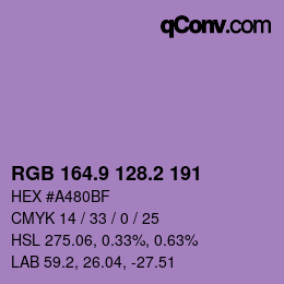 カラーコード: RGB 164.9 128.2 191 | qconv.com
