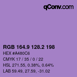 Color code: RGB 164.9 128.2 198 | qconv.com