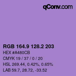 カラーコード: RGB 164.9 128.2 203 | qconv.com