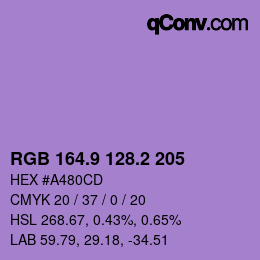 カラーコード: RGB 164.9 128.2 205 | qconv.com