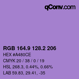 カラーコード: RGB 164.9 128.2 206 | qconv.com