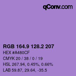 カラーコード: RGB 164.9 128.2 207 | qconv.com