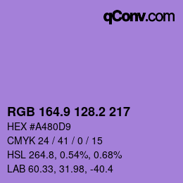 カラーコード: RGB 164.9 128.2 217 | qconv.com