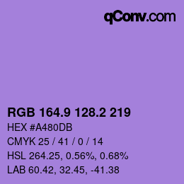 カラーコード: RGB 164.9 128.2 219 | qconv.com