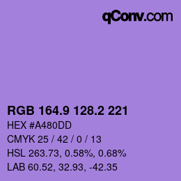 カラーコード: RGB 164.9 128.2 221 | qconv.com