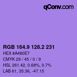 カラーコード: RGB 164.9 128.2 231 | qconv.com