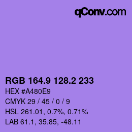 カラーコード: RGB 164.9 128.2 233 | qconv.com