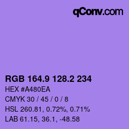 カラーコード: RGB 164.9 128.2 234 | qconv.com