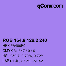 カラーコード: RGB 164.9 128.2 240 | qconv.com