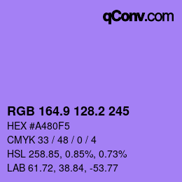 カラーコード: RGB 164.9 128.2 245 | qconv.com