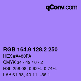 カラーコード: RGB 164.9 128.2 250 | qconv.com