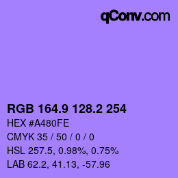 カラーコード: RGB 164.9 128.2 254 | qconv.com