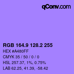 カラーコード: RGB 164.9 128.2 255 | qconv.com