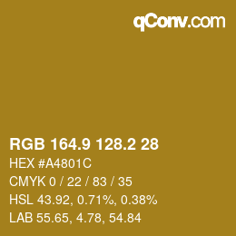 Color code: RGB 164.9 128.2 28 | qconv.com