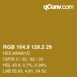 Color code: RGB 164.9 128.2 29 | qconv.com