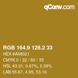 Código de color: RGB 164.9 128.2 33 | qconv.com