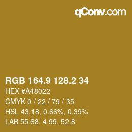 Color code: RGB 164.9 128.2 34 | qconv.com