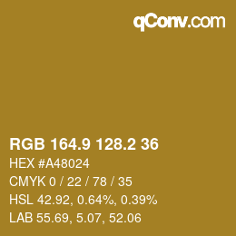 Color code: RGB 164.9 128.2 36 | qconv.com