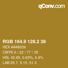Farbcode: RGB 164.9 128.2 38 | qconv.com