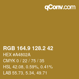 Color code: RGB 164.9 128.2 42 | qconv.com