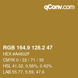 Color code: RGB 164.9 128.2 47 | qconv.com