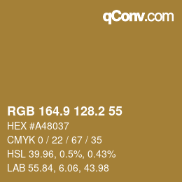 カラーコード: RGB 164.9 128.2 55 | qconv.com