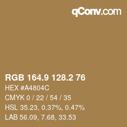 Farbcode: RGB 164.9 128.2 76 | qconv.com