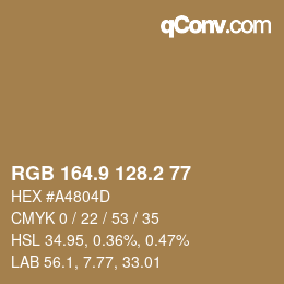 Color code: RGB 164.9 128.2 77 | qconv.com