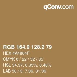 Color code: RGB 164.9 128.2 79 | qconv.com