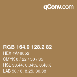 Code couleur: RGB 164.9 128.2 82 | qconv.com